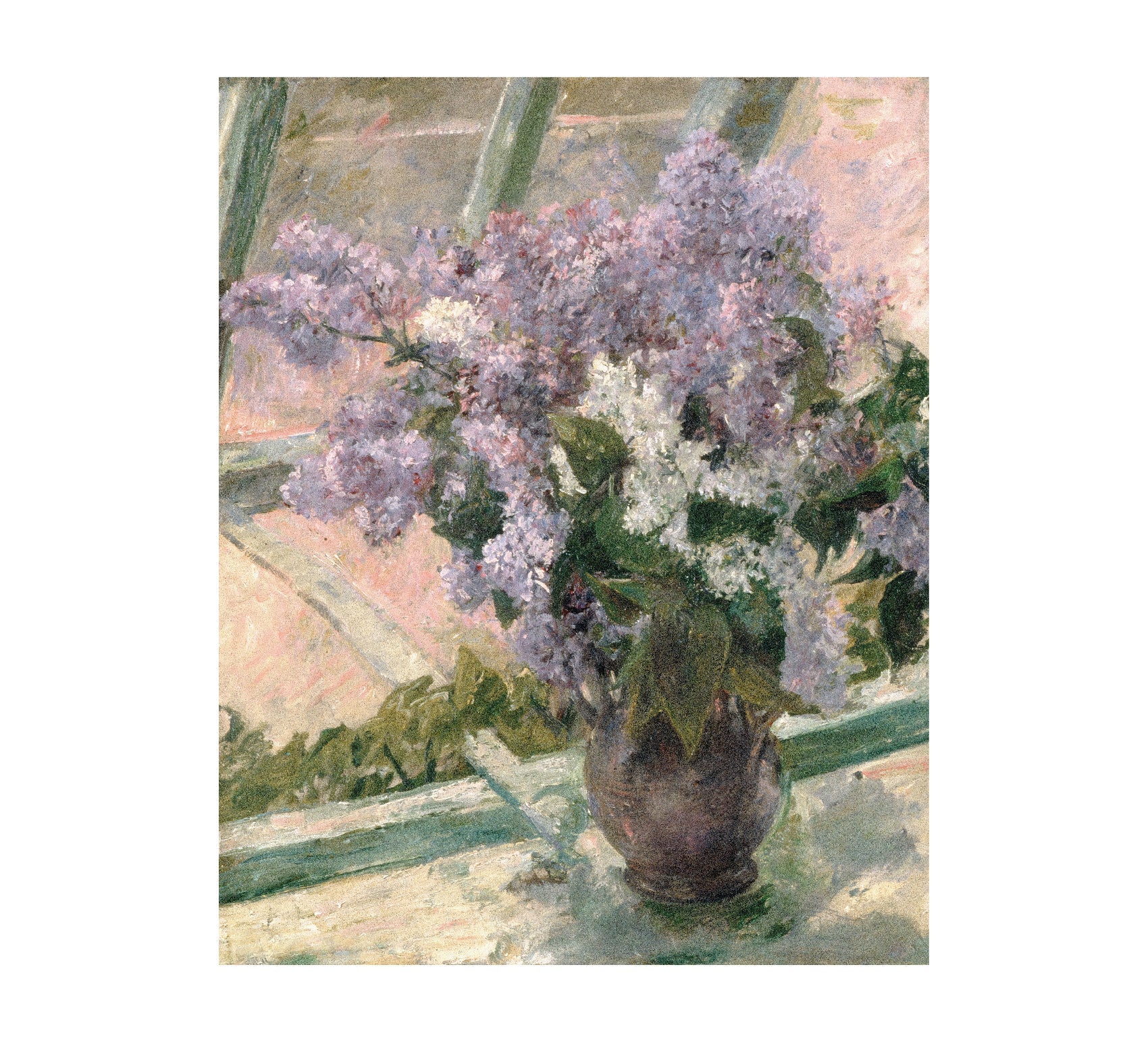 Lilacs in a Window by Mary Cassatt - Repositionable Adhesive Poster - Pasquín Store