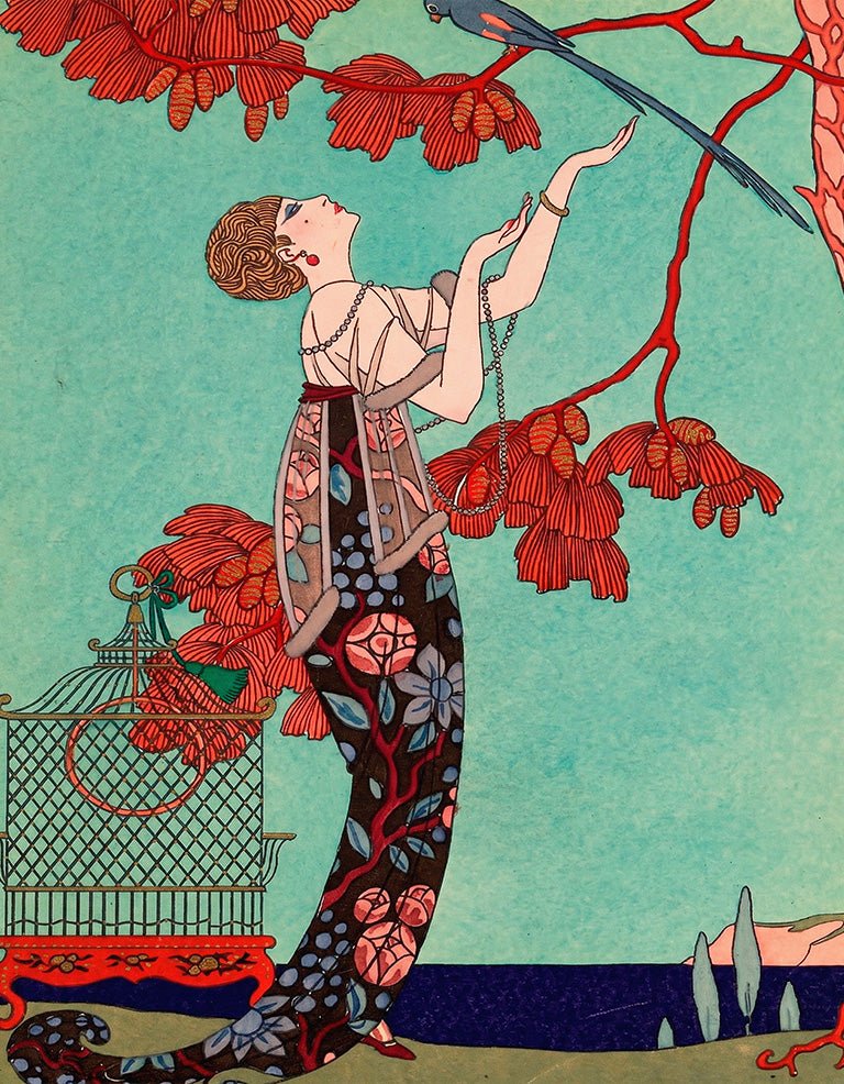 "L'Oiseau de paradis" by George Barbier - Reusable Peel-and-Stick Poster - Pasquín