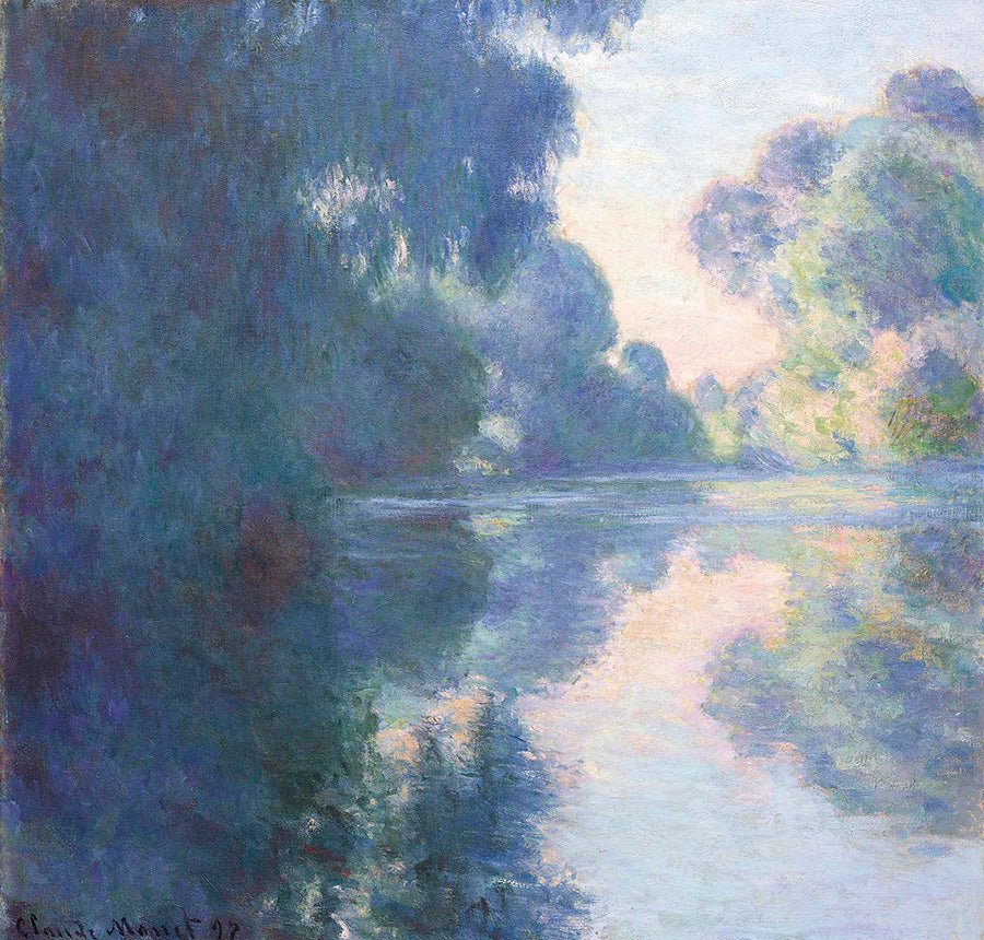 "Matinée sur la Seine, beau temps" (1897) by Claude Monet - Reusable Peel-and-Stick Poster - Pasquín