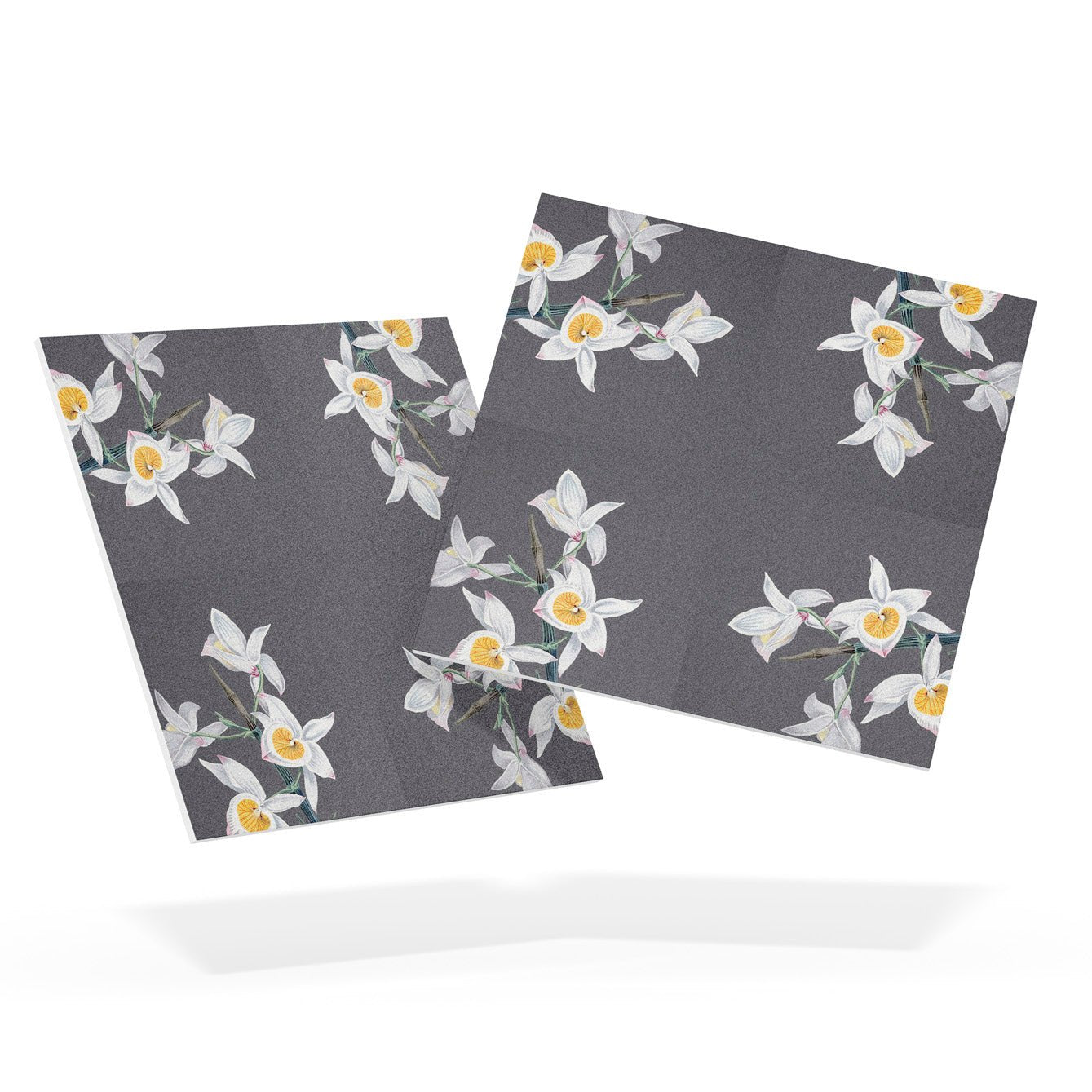 Matte Finish Gray Geometric Floral Peel - and - Stick Tiles | Vinyl Backsplash & Floor Tiles - Pasquín Store