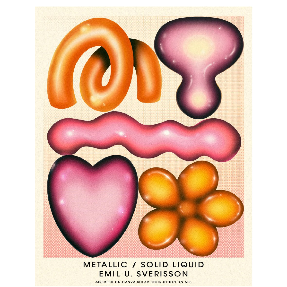 “Metallic – Solid Liquid” Reusable Peel - and - Stick Poster by Emil U. Sverisson - Pasquín