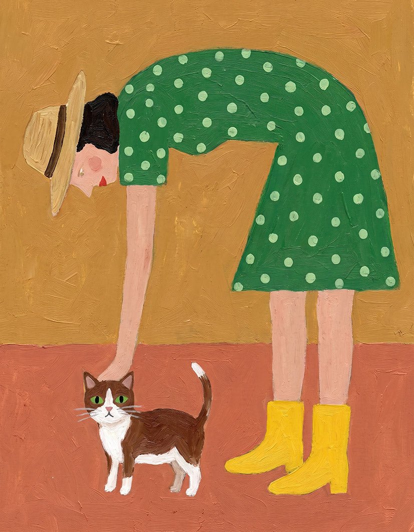 "Petting a Kitten" - Reusable Peel-and-Stick Poster - Pasquín