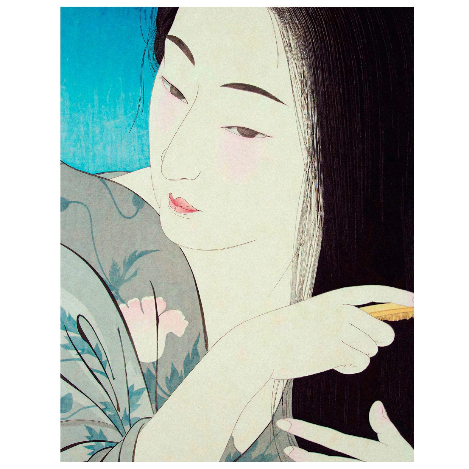 Póster Decorativo Adhesivo Reutilizable - "Combing Hair (1930)" por Toori Kotondo - Pasquín