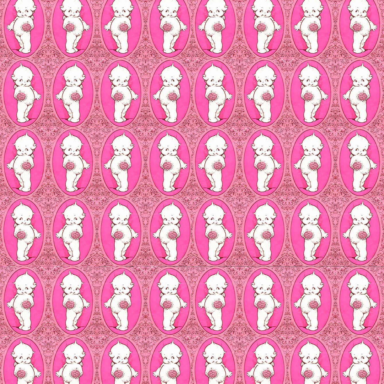 Retro Kewpie Doll Adhesive Wallpaper - Easy Install, Repositionable, Non - Toxic - Pasquín Store