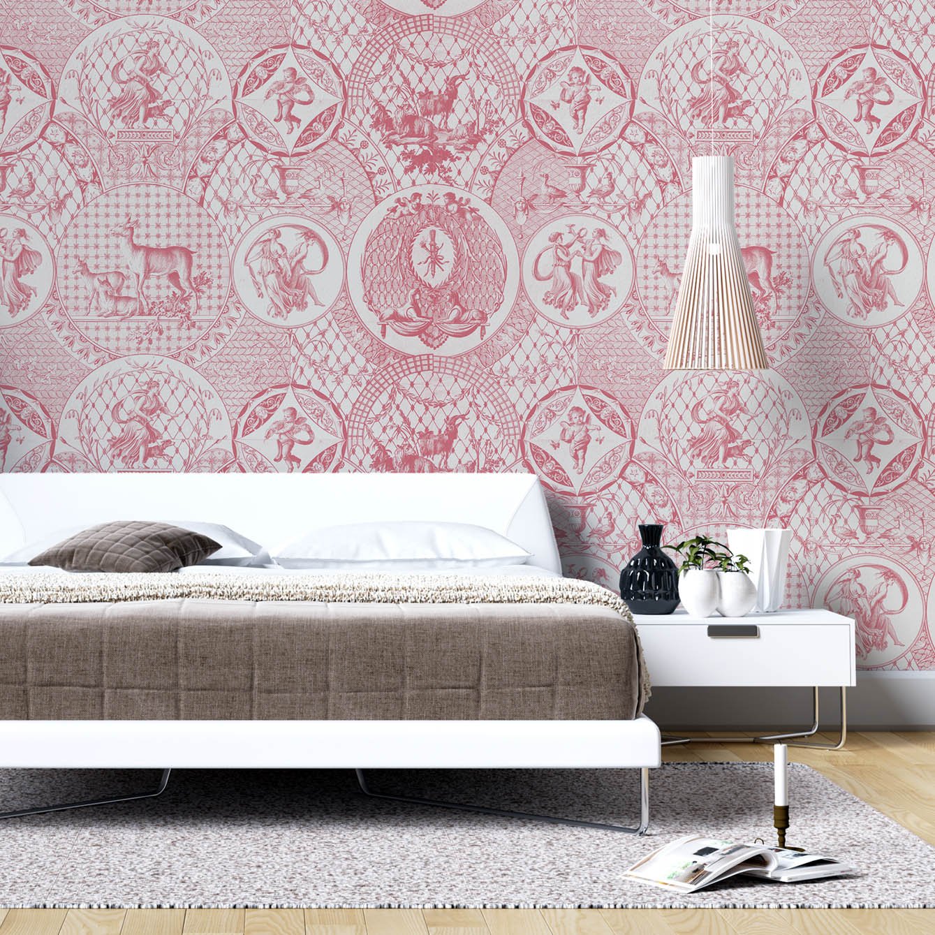 Romantic Vintage Pink Deco Peel - and - Stick Wallpaper - Easy Install, Repositionable, Non - Toxic - Pasquín Store