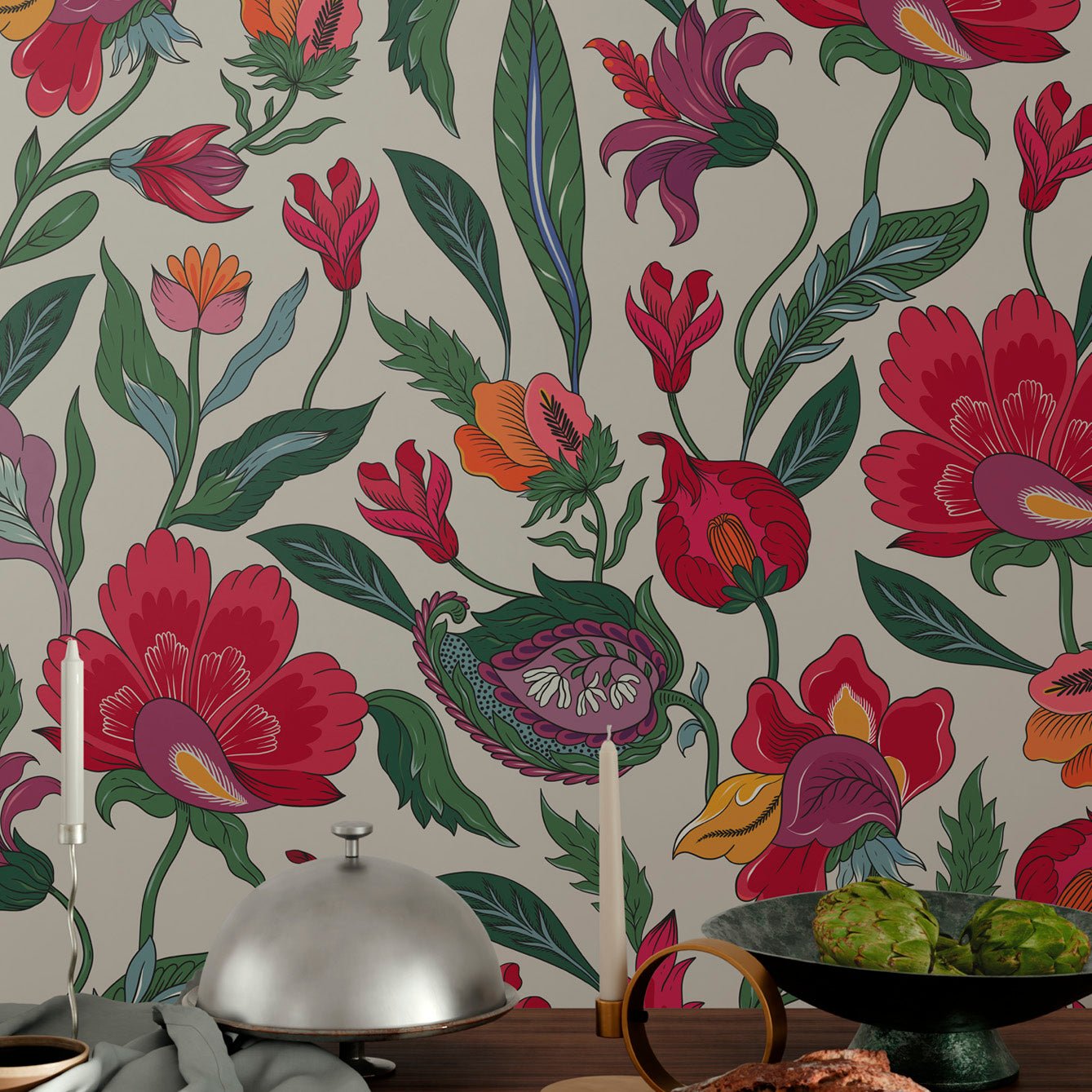 Sari Botanical Wall Wallpaper - Easy Peel and Stick Installation - Pasquín Store