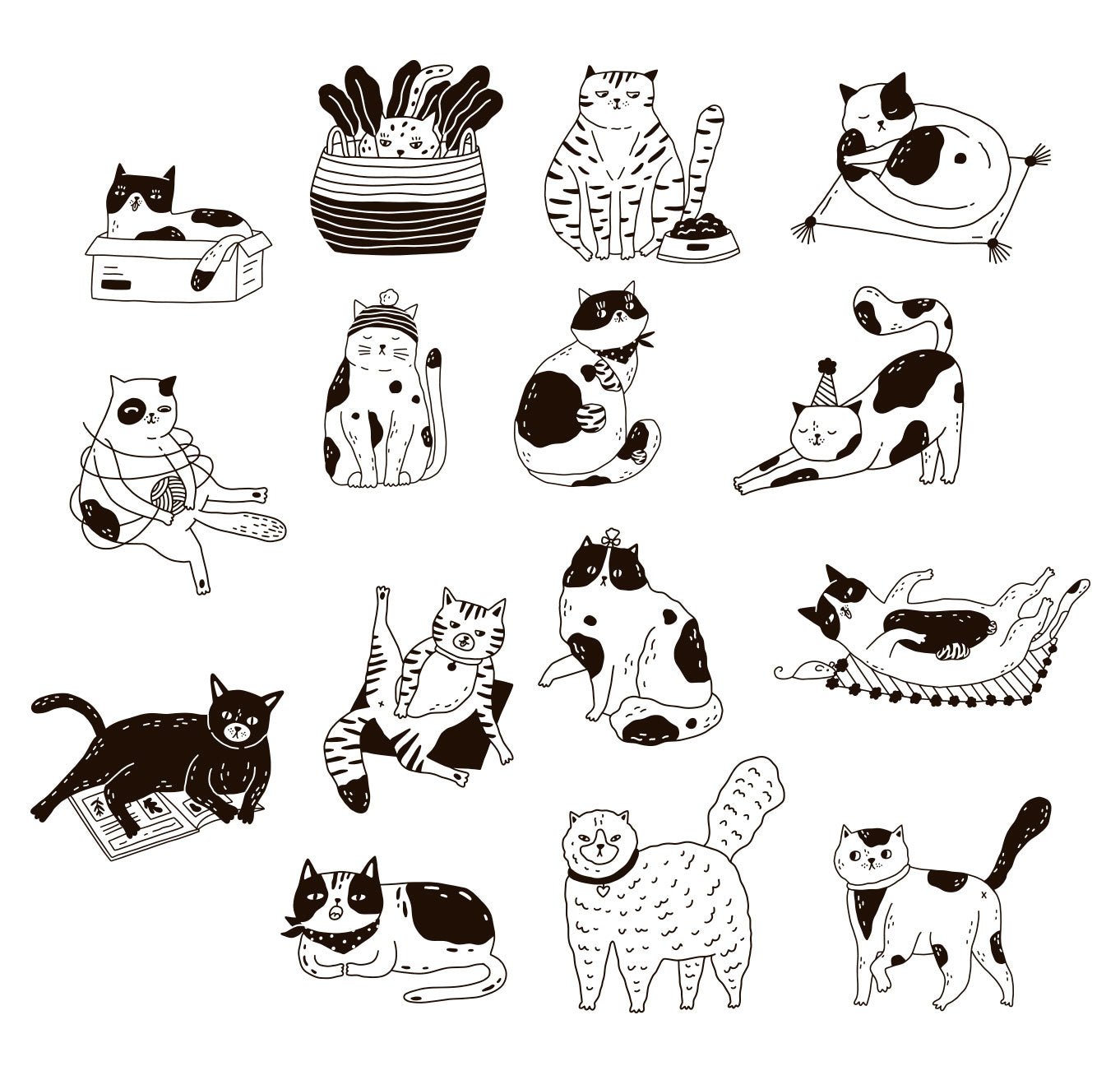 Set of 15 Reusable Stickers: Kittens | High - Quality Print | Water - Resistant - Pasquín Store