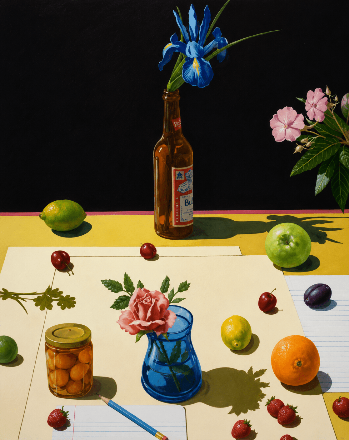 "Still Life with Bud" by Paul Wonner (Restored Version) - Reusable Peel-and-Stick Poster - Pasquín