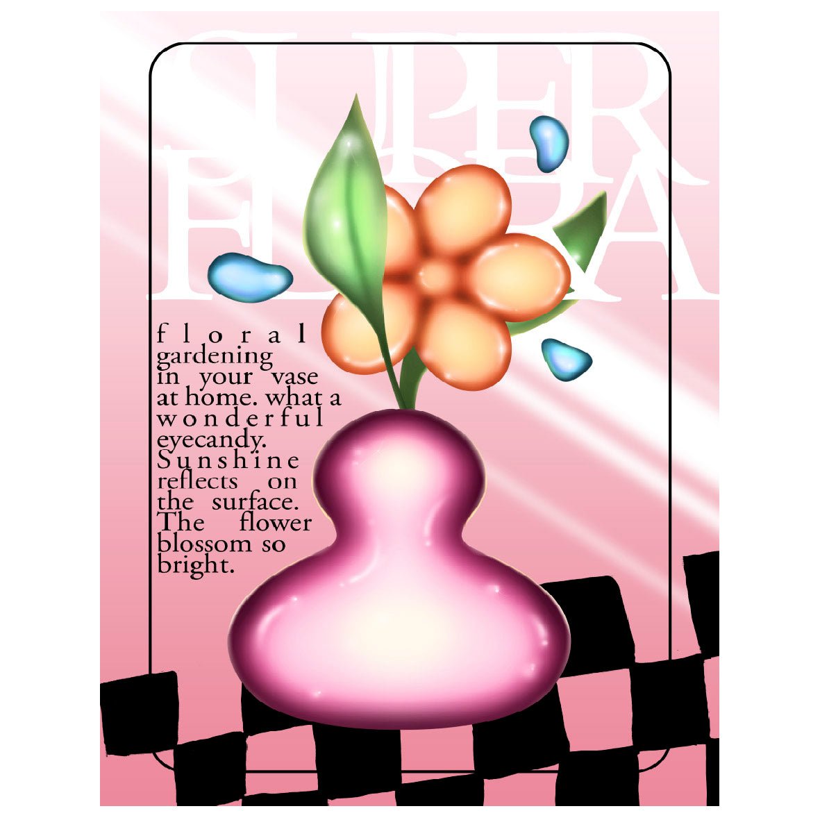 Super Floral Pink Reusable Peel - and - Stick Poster - Pasquín