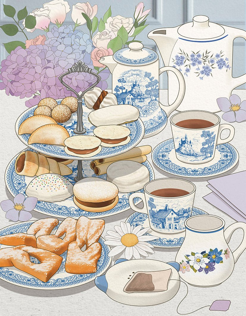 "Tea Time Bridgerton Style" by Leandro Antonio Art - Reusable Peel-and-Stick Poster - Pasquín