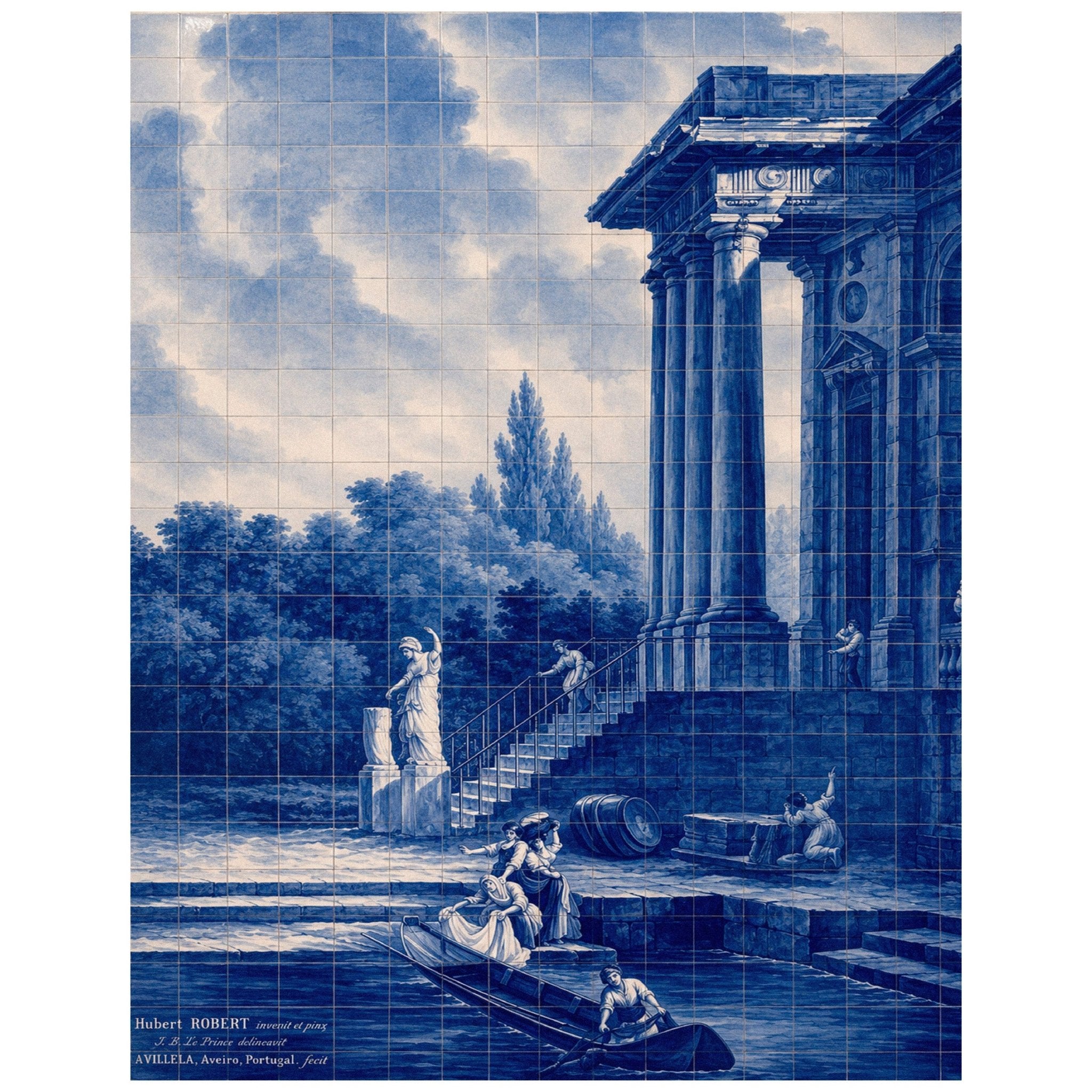 "Tiles from Château de la Mercerie" by Hubert Robert - Reusable Peel-and-Stick Poster - Pasquín