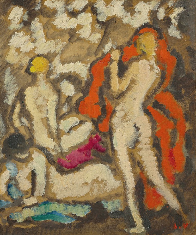 "Trois femmes nues (1925)" by Louis Valtat - Reusable Peel-and-Stick Poster - Pasquín