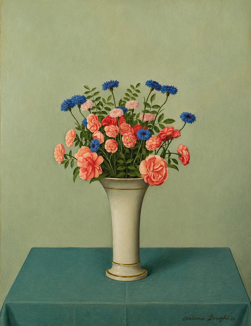 "Vase with Flowers" by Antonio Donghi - Reusable Peel-and-Stick Poster - Pasquín
