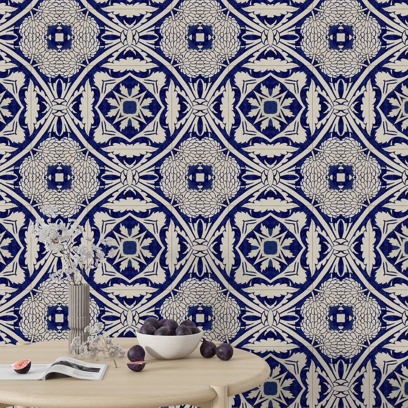 Vintage Blue Adhesive Wallpaper - Easy Install, Repositionable, Non - Toxic - Pasquín Store