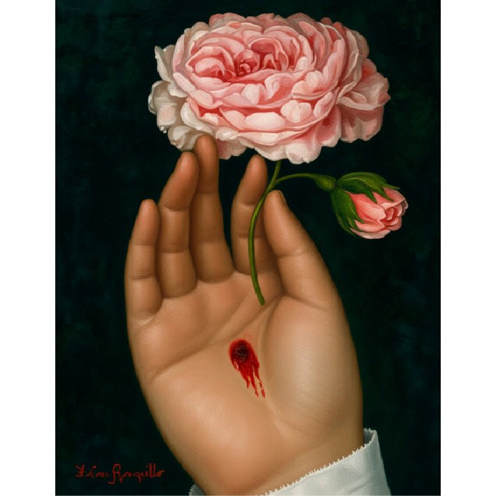 "Wounded Hand with Rose" by Fatima Ronquillo - Reusable Peel - and - Stick Poster - Pasquín